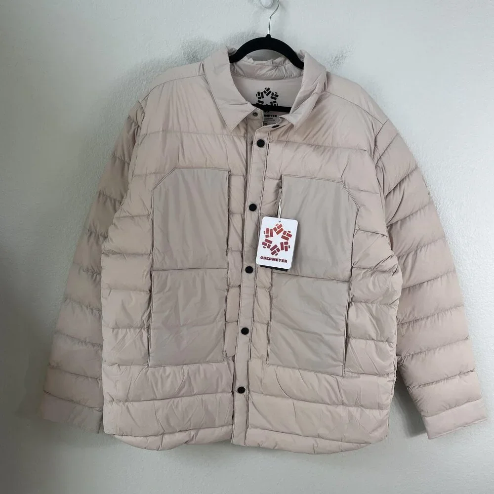 Obermeyer Explorer Down Shirt Jacket Mens XL Cement‎ Beige Off Grid Puffer NWT